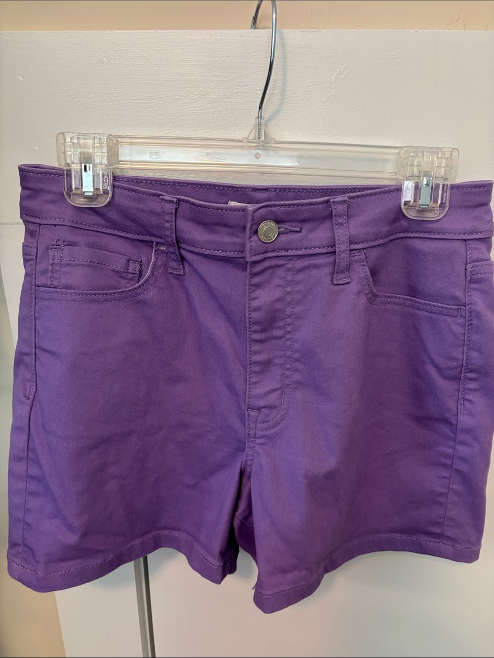 Zenana Purple Women's Shorts - Classic Five-Pocket Style cotton blend Medium